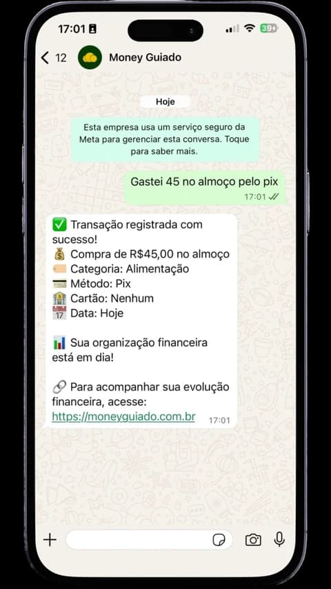 Conversa real do Money Guiado no WhatsApp